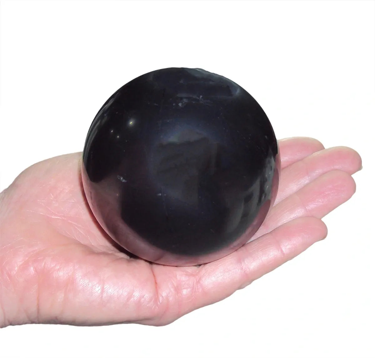 80mm Shungite Sphere + Stand, EMF Protection, Air Purifier Crystal Health Stone