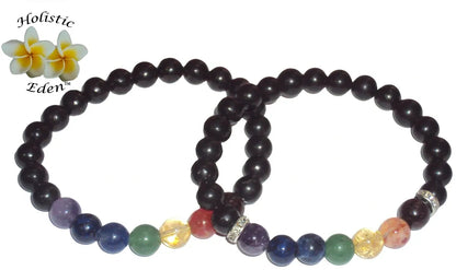 8mm SHUNGITE BEAD CHAKRA BRACELET KARELIAN SHUNGITE EMF PROTECTION