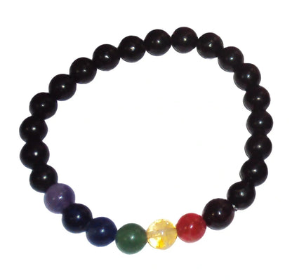 8mm SHUNGITE BEAD CHAKRA BRACELET KARELIAN SHUNGITE EMF PROTECTION