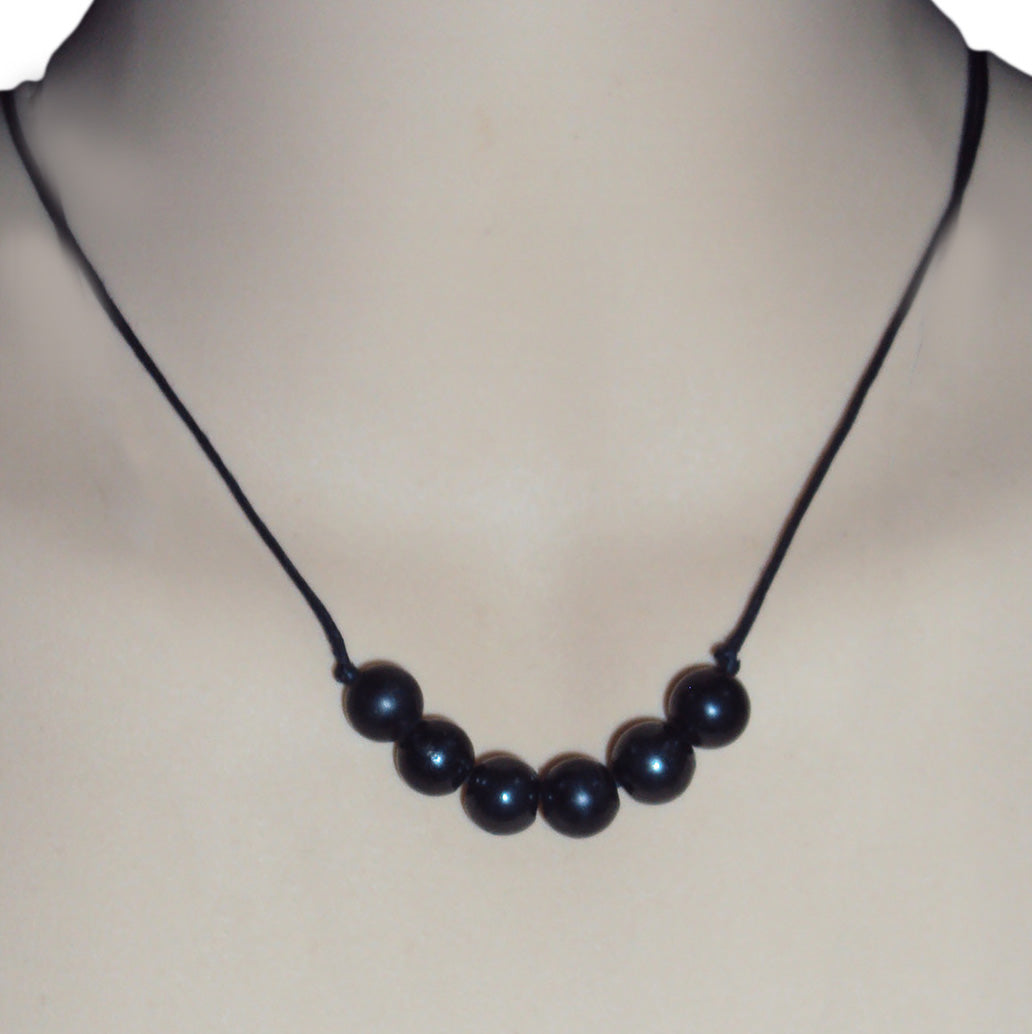SHUNGITE BEAD PENDANT, Necklace EMF Protection Russian Healing Stone