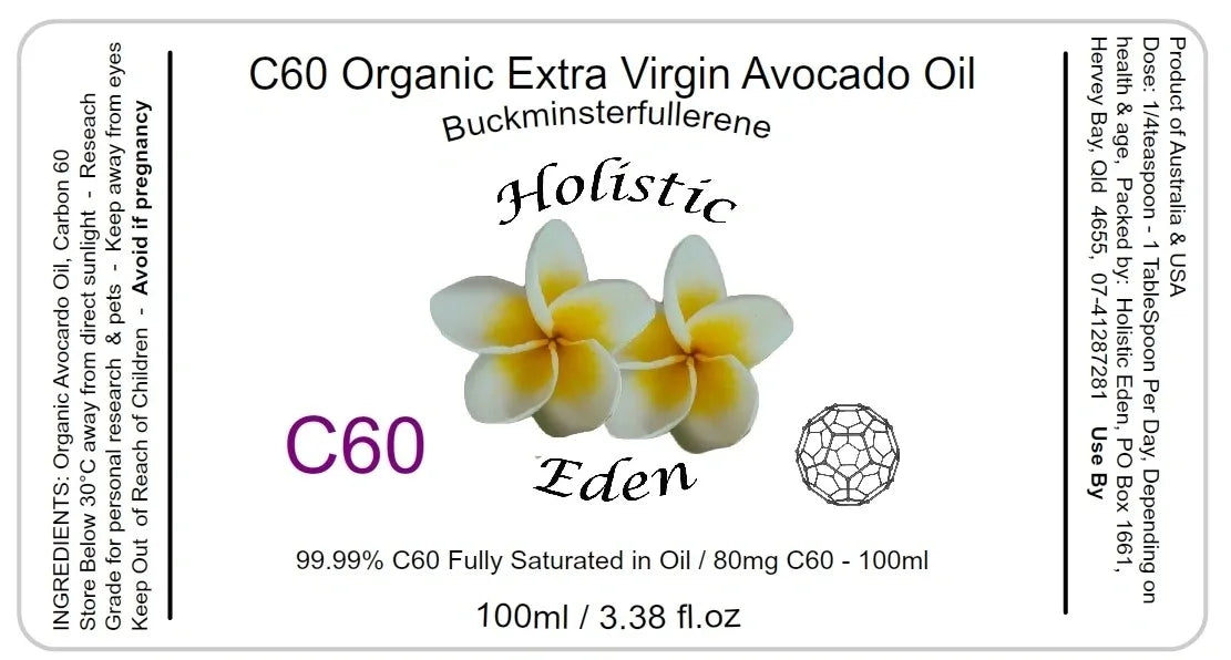 99.99% SUBLIMED C60 Avocado Oil Carbon 60 Fullerene Saturated Organic Cold Pressed Oil
