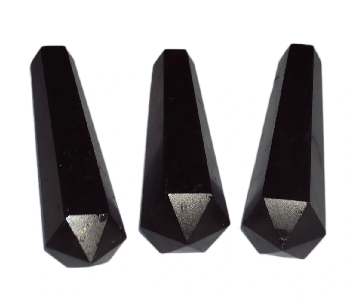 Black Tourmaline Crystal Double Terminator Tower Obelisk Generator EMF Protect