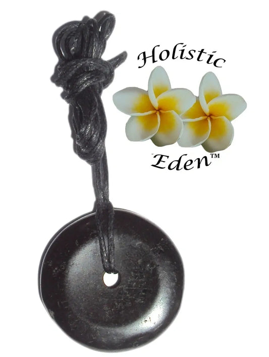 Black Tourmaline Donut Pendant Necklace EMF Protection Miracle Healing Stone