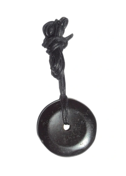 Black Tourmaline Donut Pendant Necklace EMF Protection Miracle Healing Stone