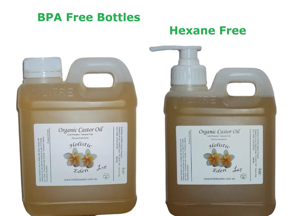 CERTIFIED ORGANIC Castor Oil Pure Cold Pressed Hexane Free Hair Growth 1Lt