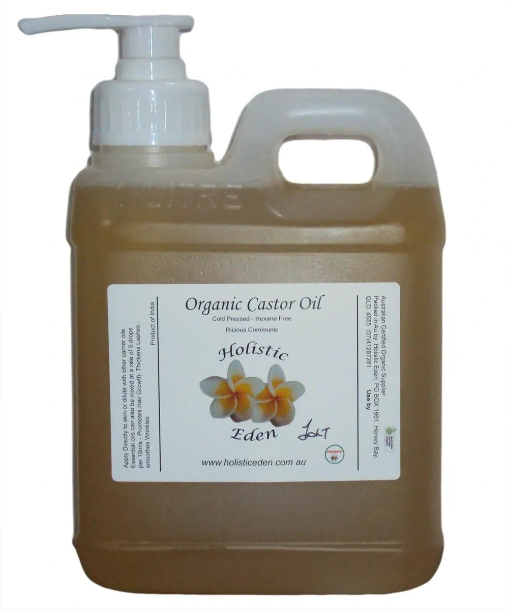 CERTIFIED ORGANIC Castor Oil Pure Cold Pressed Hexane Free Hair Growth 1Lt