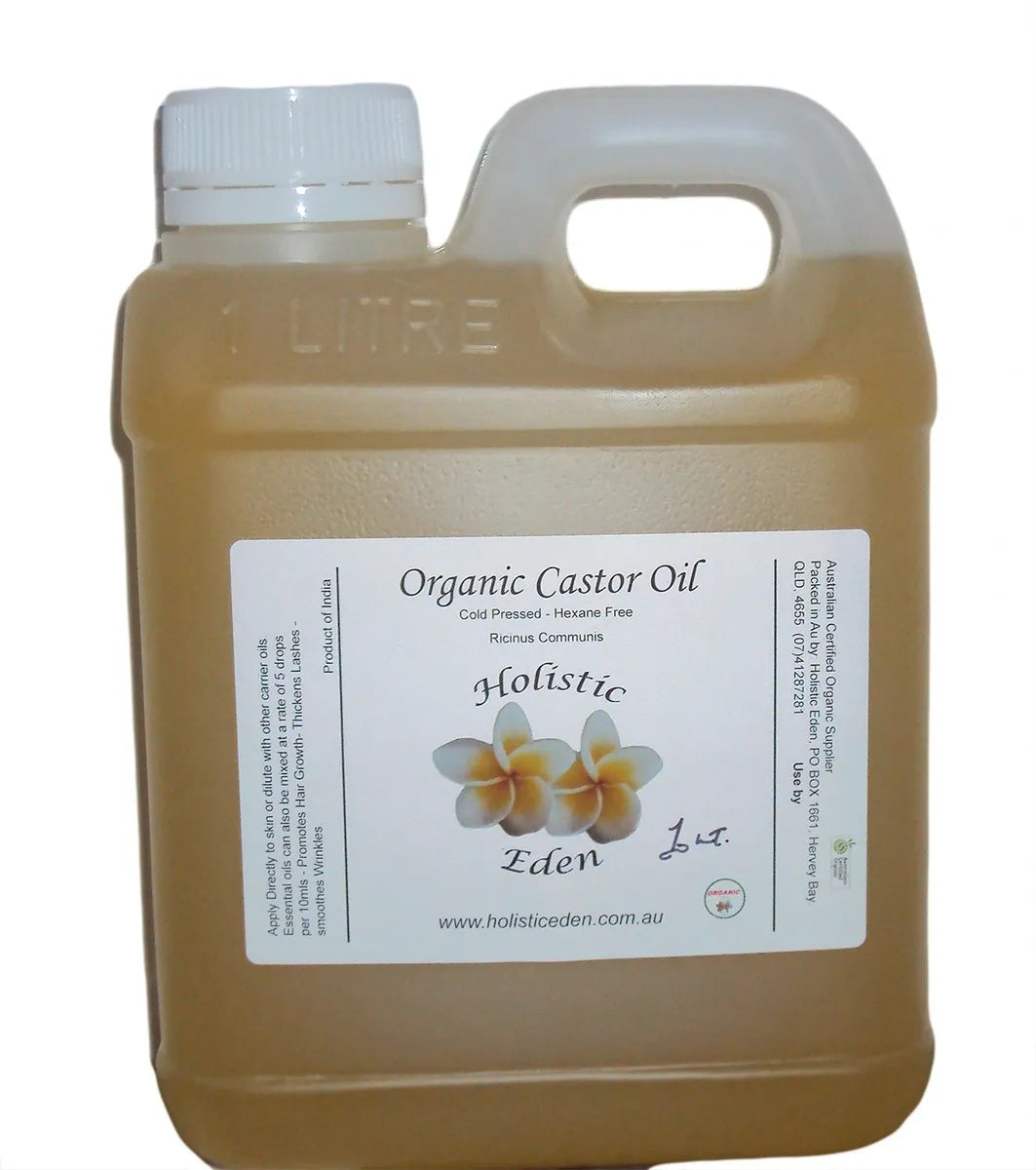 CERTIFIED ORGANIC Castor Oil Pure Cold Pressed Hexane Free Hair Growth 1Lt