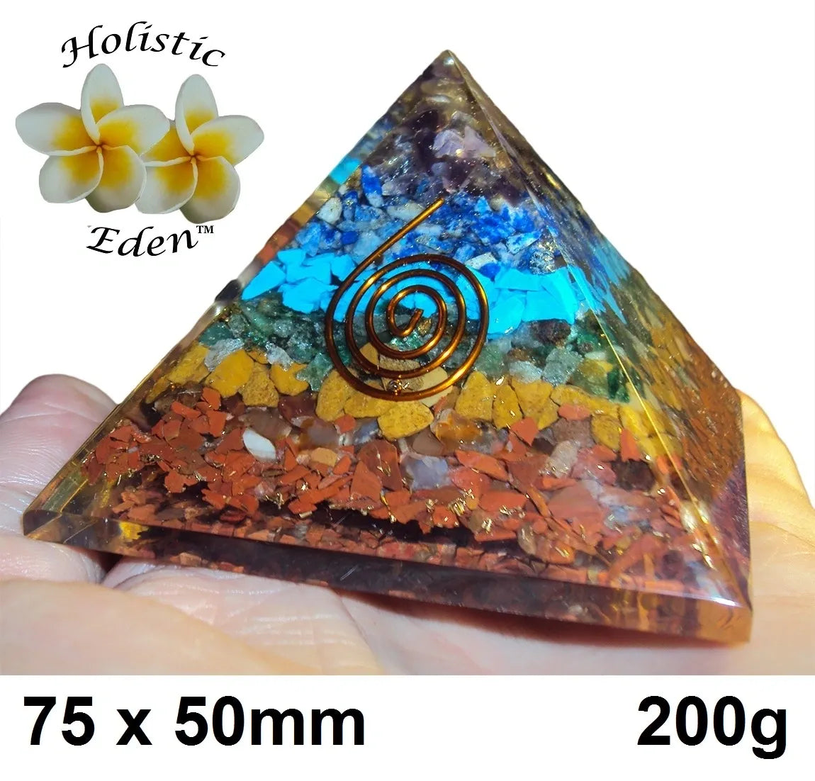 Chakra Orgonite Pyramid Genuine Natural 7-Chakra Stone Orgone Pyramid Amethyst