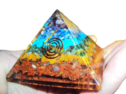 Chakra Orgonite Pyramid Genuine Natural 7-Chakra Stone Orgone Pyramid Amethyst