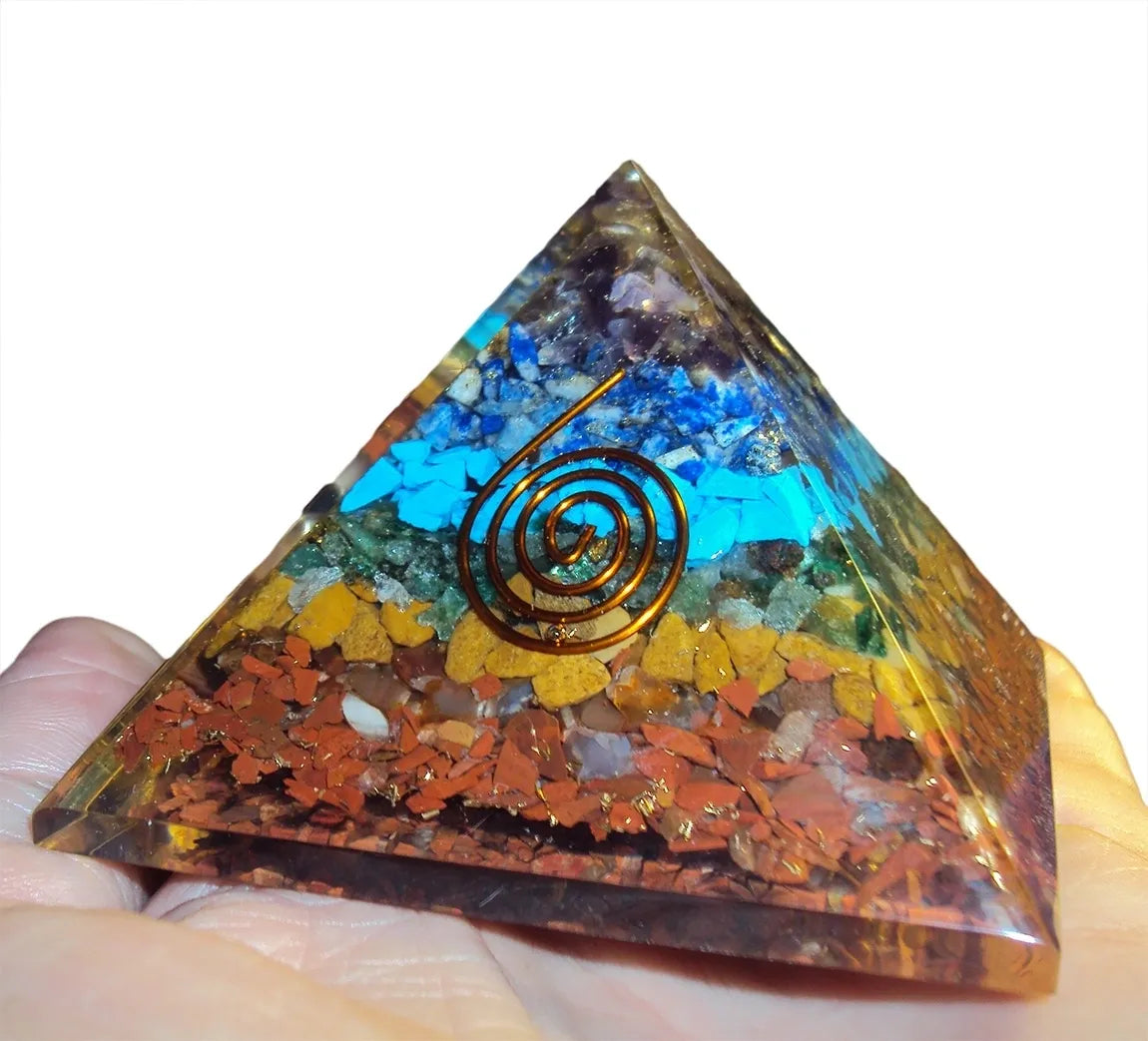 Chakra Orgonite Pyramid Genuine Natural 7-Chakra Stone Orgone Pyramid Amethyst