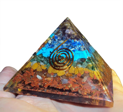 Chakra Orgonite Pyramid Genuine Natural 7-Chakra Stone Orgone Pyramid Amethyst