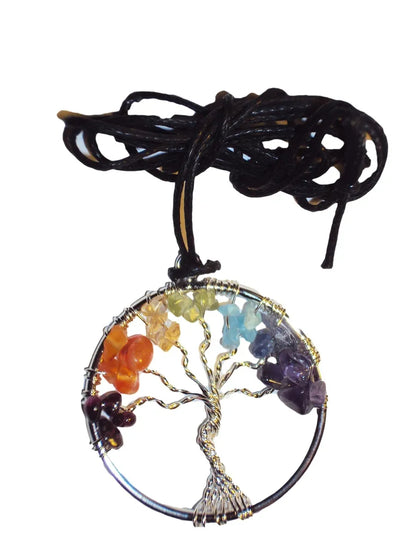 Chakra Pendant Tree of Life 7 Stone Natural Orgone Amethyst Citrine Organite