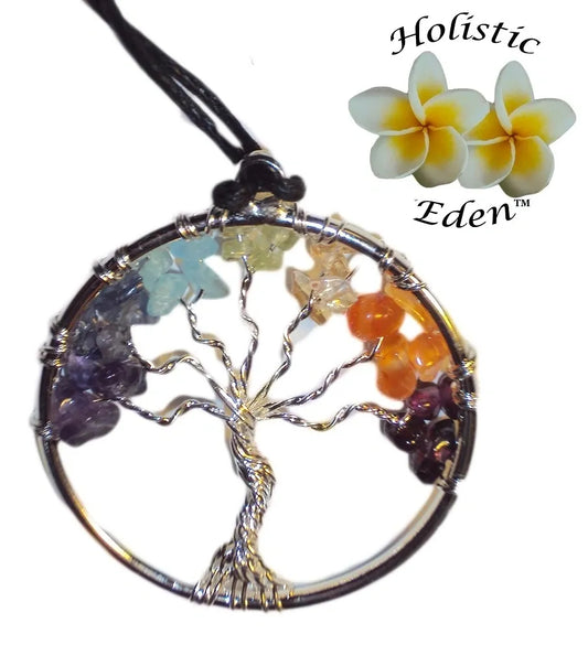 Chakra Pendant Tree of Life 7 Stone Natural Orgone Amethyst Citrine Organite