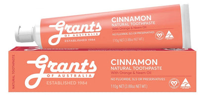 Grants Cinnamon, Orange, Neem Oil Natural Toothpaste 110g - Twin Pack