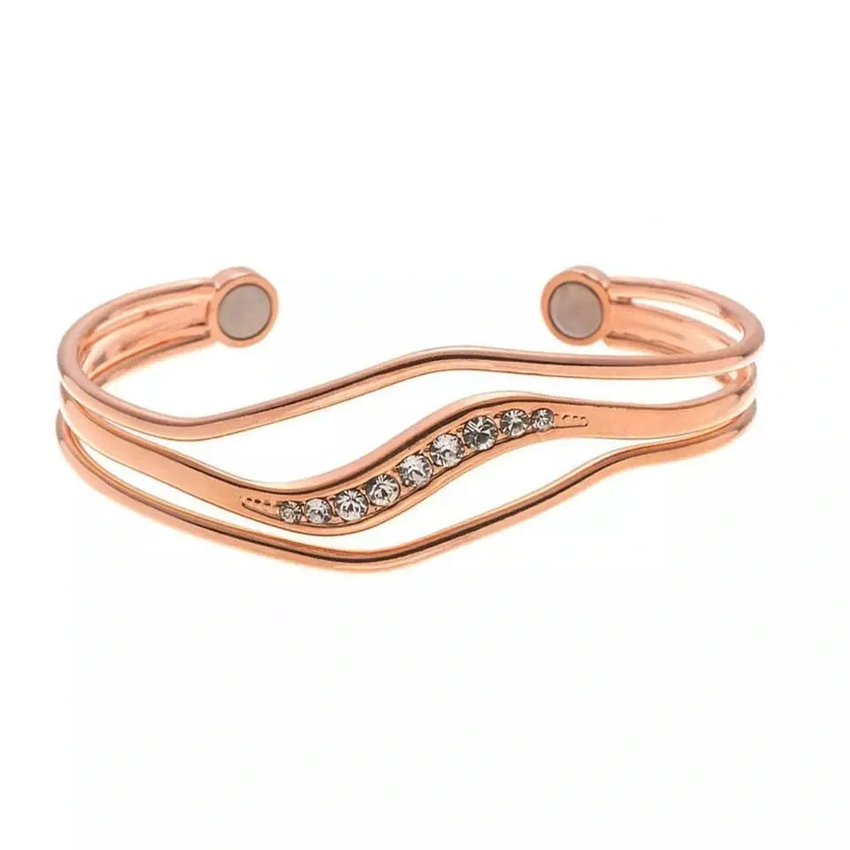 Copper Magnetic Bracelet Arthritis Pain Relief Bangle Cubic Zirconia 99.9% Pure