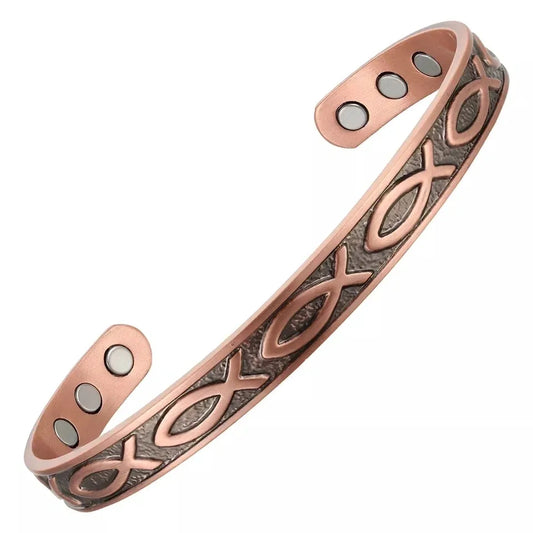 Copper Magnetic Fish Bracelet Arthritis Pain Relief Bangle 99.9% Pure