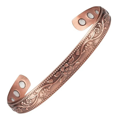 Copper Magnetic Floral Ring & Bracelet Arthritis Pain Relief Bangle Healing Therapy