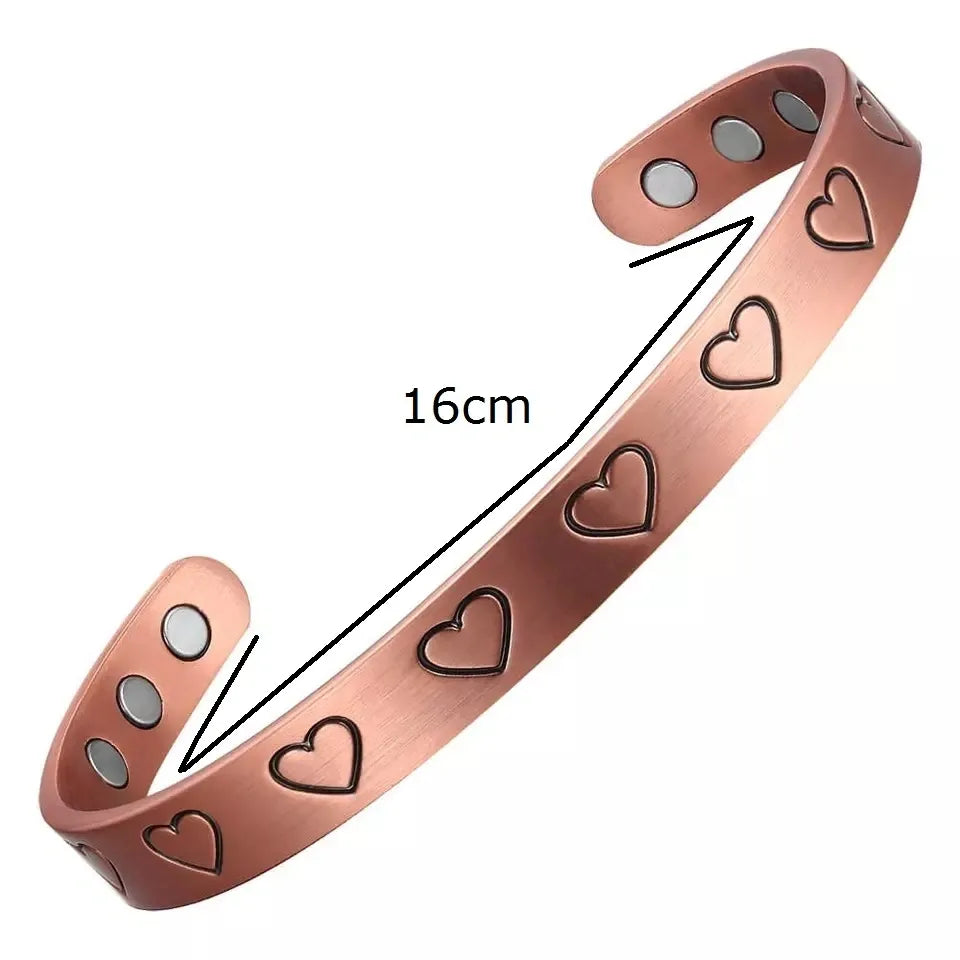 Copper Magnetic Heart Bracelet Arthritis Pain Relief Bangle 99.9% Pure