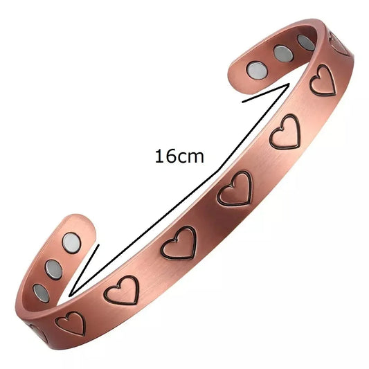 Copper Magnetic Heart Bracelet Arthritis Pain Relief Bangle 99.9% Pure