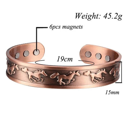 Copper Magnetic Horse Bracelet & Ring Set – Natural Pain Relief & Wellness Support (99.9% Pure Copper)