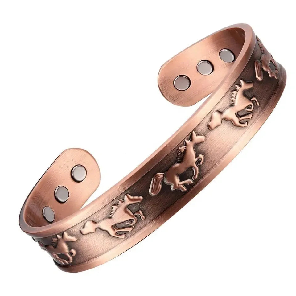 Copper Magnetic Horse Bracelet & Ring Set – Natural Pain Relief & Wellness Support (99.9% Pure Copper)