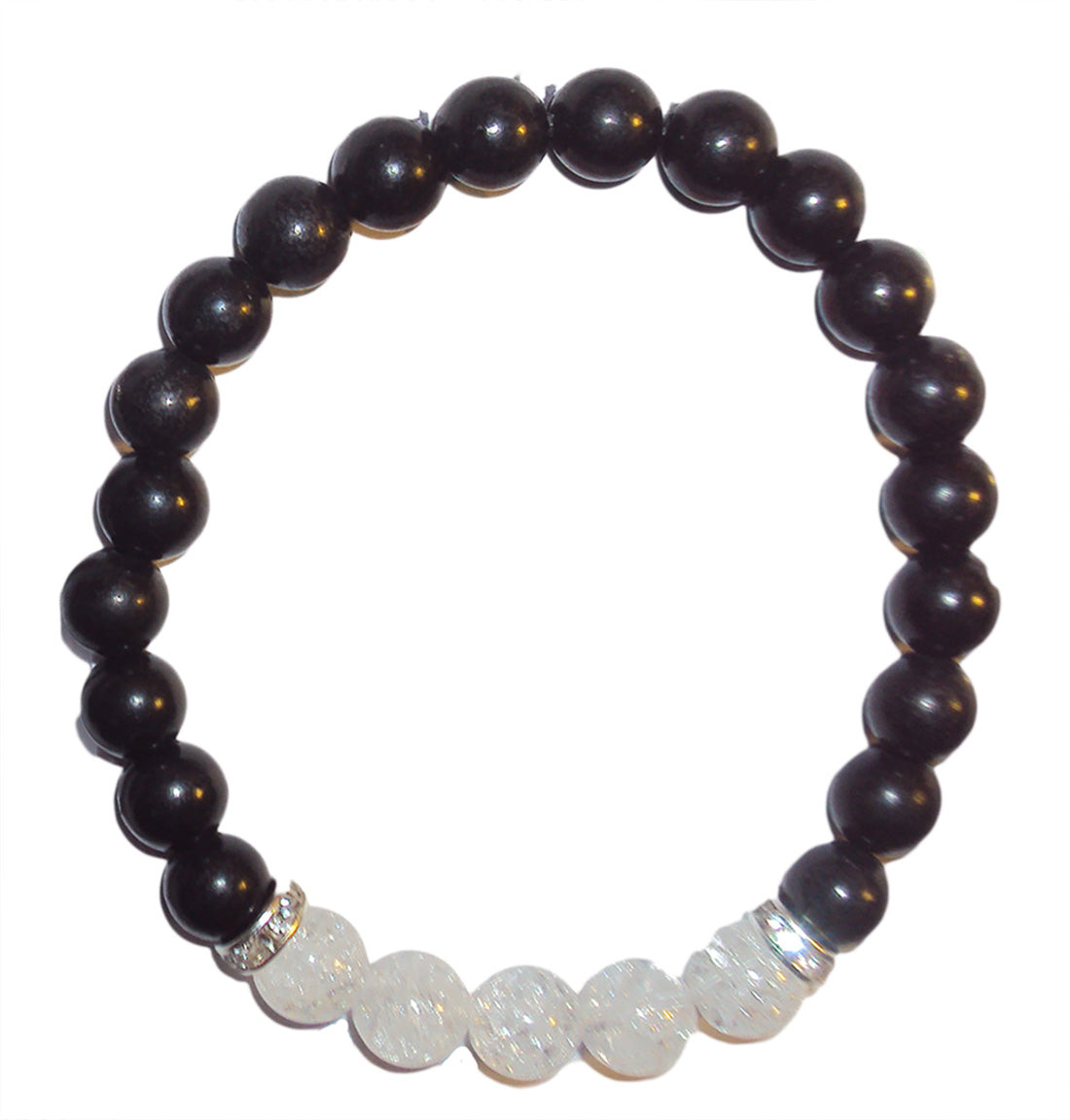 Shungite Bead Bracelet Pendant, Genuine Russian Shungite Cracked Quartz Necklace