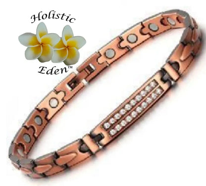 Diamante Copper Magnetic Bracelet Arthritis Pain Relief Bangle Healing Therapy