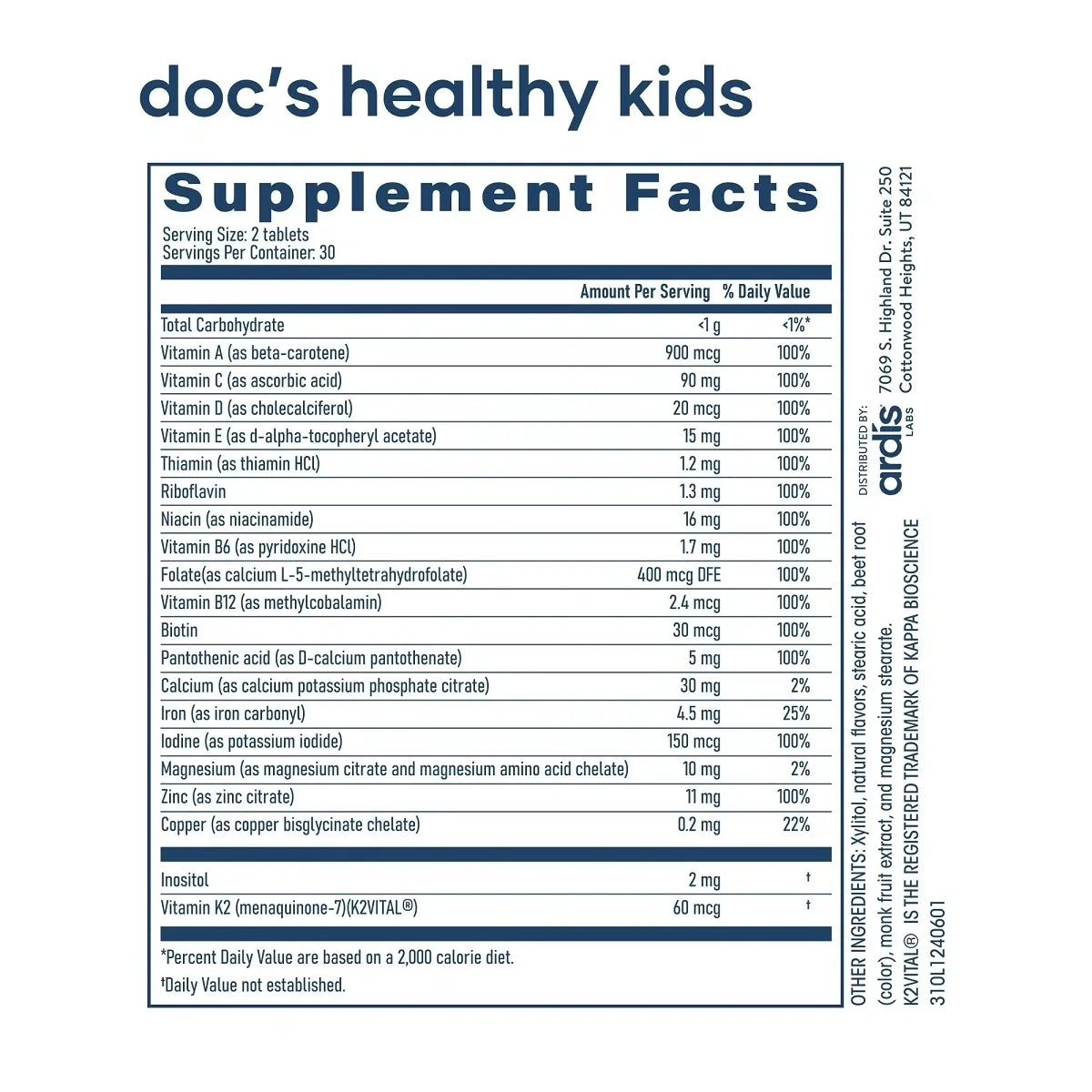 Doc's Healthy Kids Chewable Multi-Vitamin - Berry Flavor (60 Count) - Ardis Labs