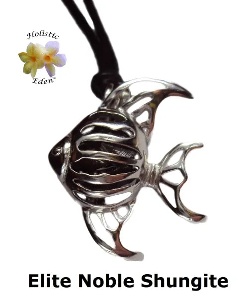 Elite Noble Shungite Fishing Necklace Jewelry Stone Cage Pendant Fish Locket