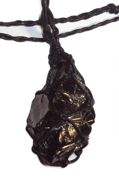 Elite Noble Shungite Pendant Necklace - EMF Protection Healing Stone Braid Cage