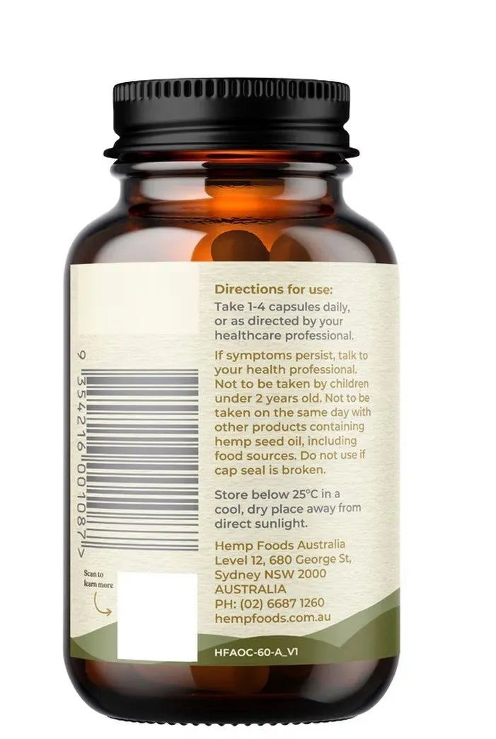 HEMP FOODS AUS - PLANT BASED OMEGA HEMP SEED OIL 1000MG 60 Caps