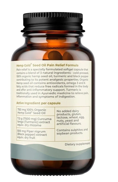 Hemp Foods Aus Pain Relief Hemp Gold Seed Oil (Turmeric Curcumin & Black Pepper)