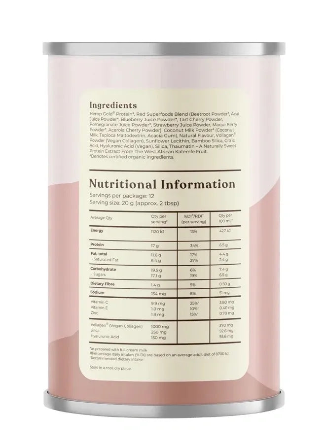 Hemp Foods Australia Plant-Based Collagen+ Bamboo Silica + Hyaluronic Acid 240g