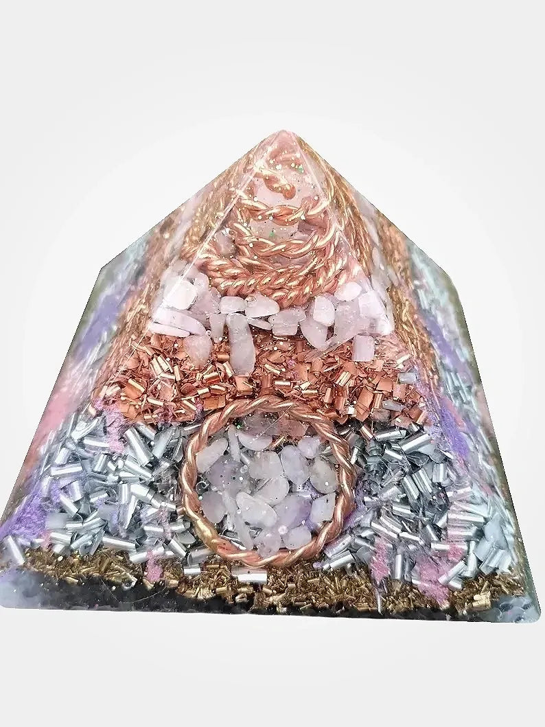 Kunzite Orgonite Copper Tensor Ring EMF Protection Giza's Grace Pyramid