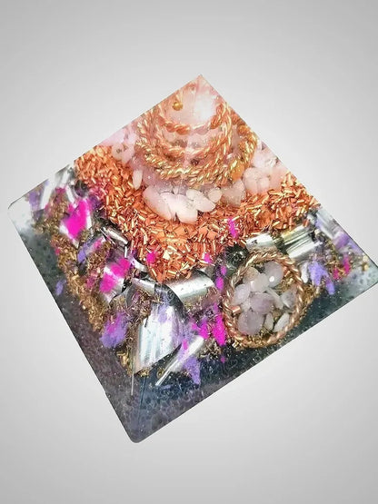 Kunzite Orgonite Copper Tensor Ring EMF Protection Giza's Grace Pyramid
