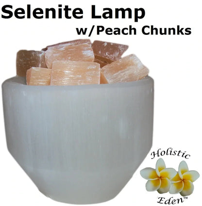 Moroccan Selenite Round Fire Bowl Light, High Quality Selenite Peach Crystal