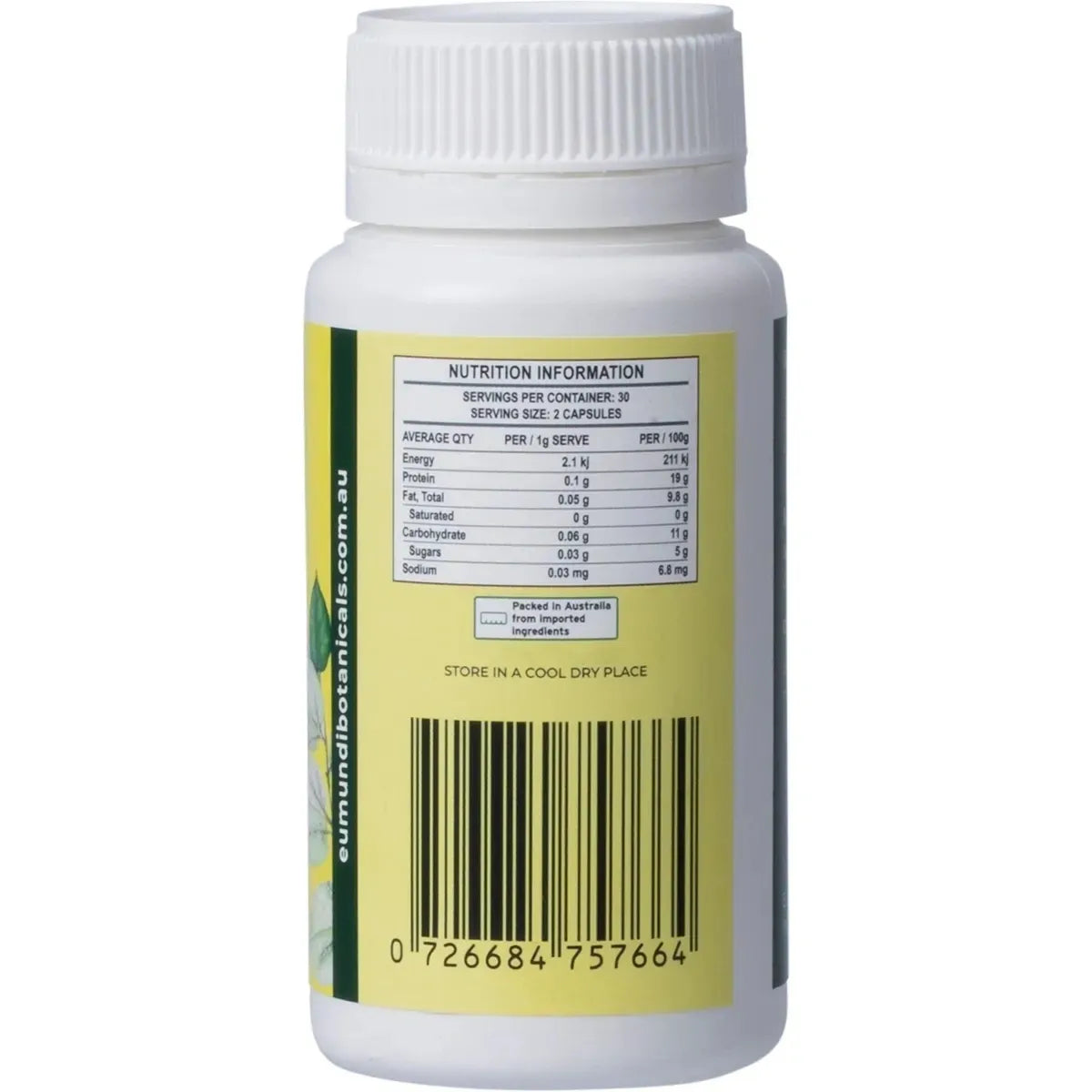 Nattokinase Natural Soy Enzyme 60 Caps Eumundi Botanicals 2000 FU - GMO FREE -
