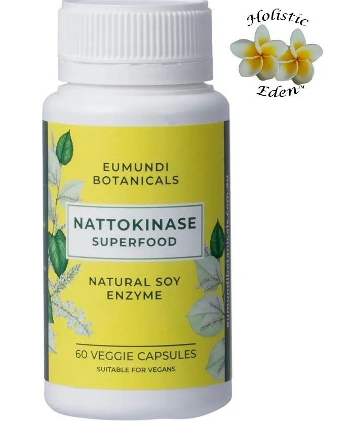 Nattokinase Natural Soy Enzyme 60 Caps Eumundi Botanicals 2000 FU - GMO FREE -