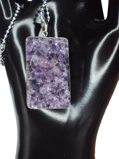 Natural Amethyst Crystal Tree of Life Pendant, Necklace