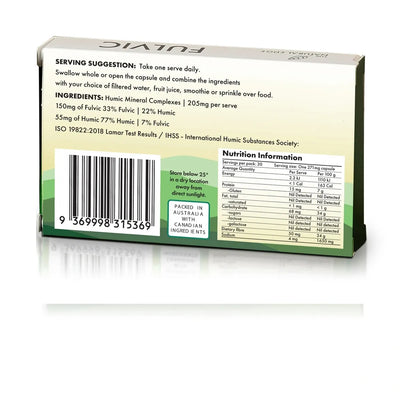Natural Edge Fulvic Acid 100% Pure Organic Mineral Complex Supplement 30 Capsules