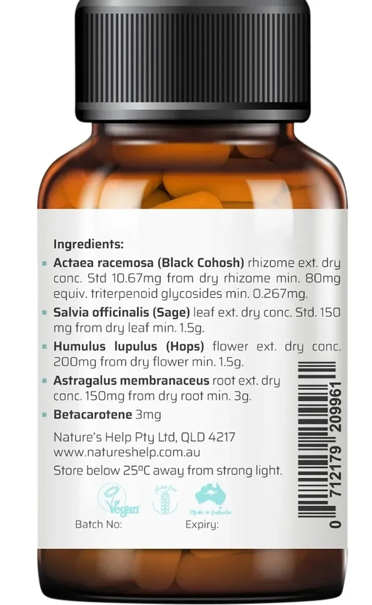 Nature's Help Meno Cool Hot Flushes Capsules 60 Caps Hormone Balancer