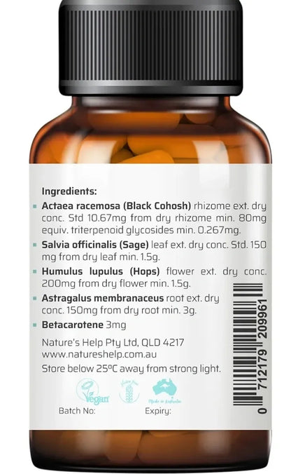 Nature's Help Meno Cool Hot Flushes Capsules 60 Caps Hormone Balancer