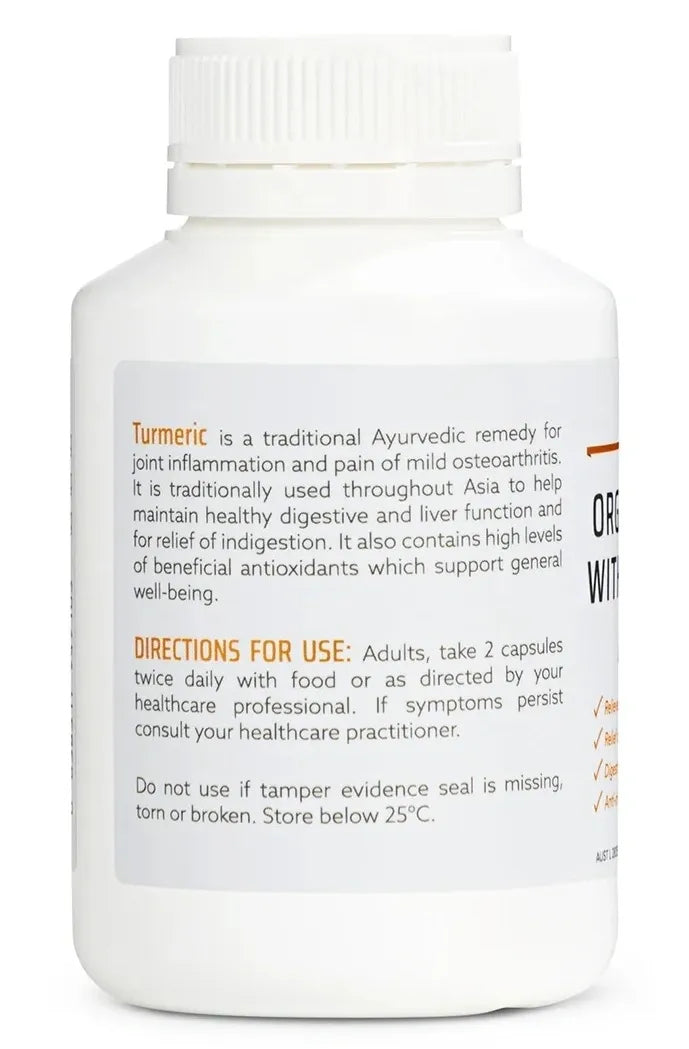 Nature's Help Organic Turmeric, Black Pepper & Ginger 120 Caps Anti Inflammatory