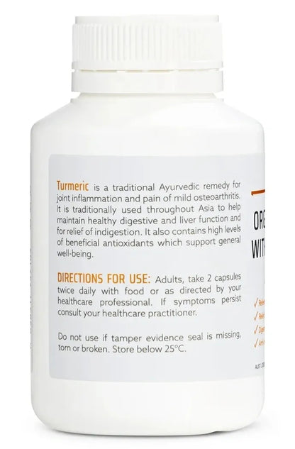 Nature's Help Organic Turmeric, Black Pepper & Ginger 120 Caps Anti Inflammatory