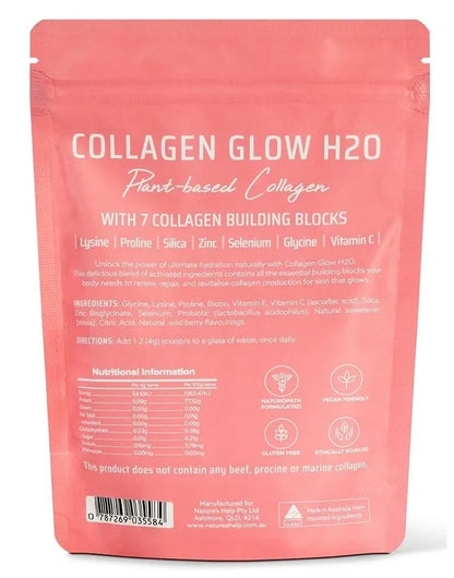 Natures Help Collagen Glow H2O with Selenium, Zinc, Silica, Vit C, Proline 200g