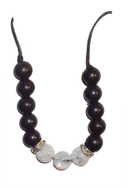 Shungite Bead Bracelet Pendant, Genuine Russian Shungite Cracked Quartz Necklace