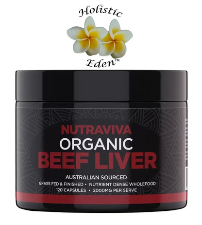 Nutraviva Organic Beef Liver Grass Fed, AU Sourced Non Defatted 120 Capsules