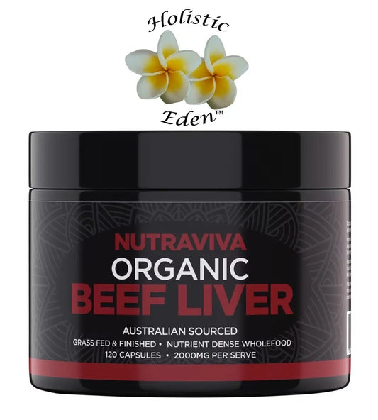 Nutraviva Organic Beef Liver Grass Fed, AU Sourced Non Defatted 120 Capsules