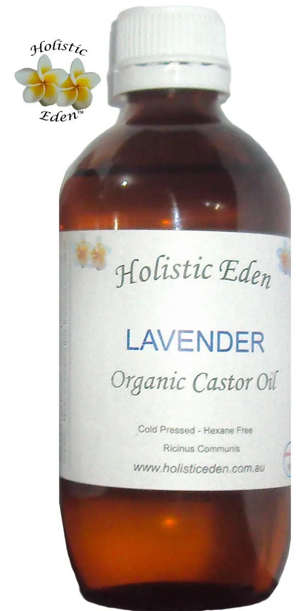 ORGANIC Castor Oil and Lavender Essential Oil Hexane Free Cold Pressed in Glass