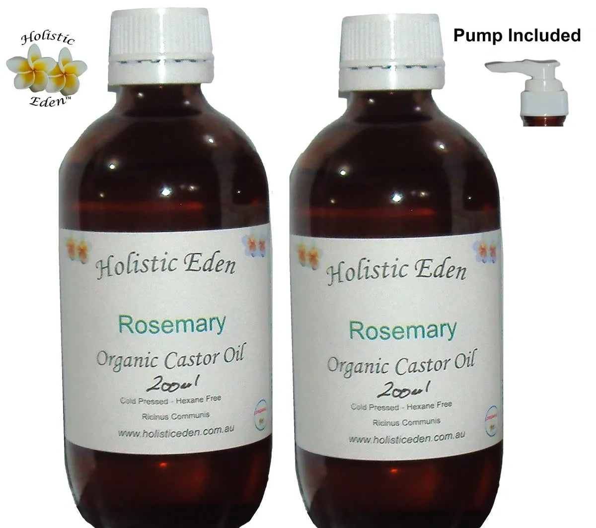 ORGANIC Castor Oil and Rosemary Essential Oil Hexane Free Cold Pressed in Glass